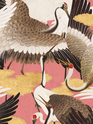 Cranes Wallpaper (two Rolls) In Pinku From The Kingdom Home Collection By Milton & King