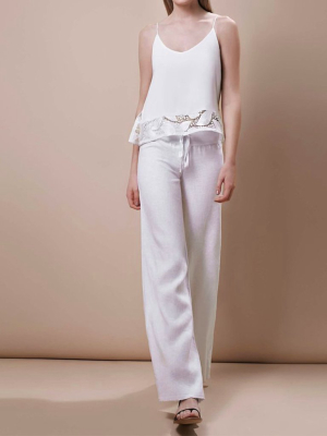 Wide Leg Pant With Finished Hem