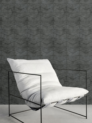 Herringbone Wallpaper In Charcoal By Bethany Linz For Milton & King