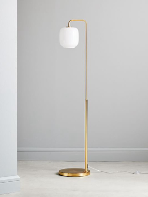 Sculptural Glass Pebble Floor Lamp - Milk