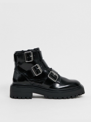 Asos Design Awaken Biker Boots In Black