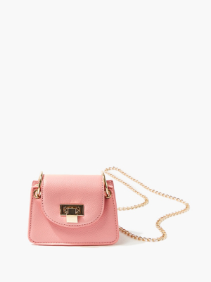 Faux Leather Flip-lock Crossbody Bag