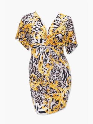 Plus Size Baroque Leopard Print Dress