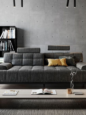 Lindos Micro Fabric Sofa With Adjustable Back Rest Dark Grey