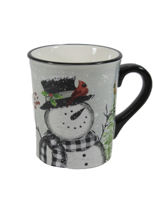 Tabletop 4.75" Frolicking Snowman Mug Cardinals Tree Ganz - Drinkware