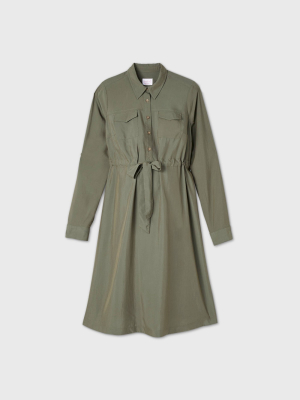 Long Sleeve Woven Maternity Shirtdress - Isabel Maternity By Ingrid & Isabel™ Olive Green