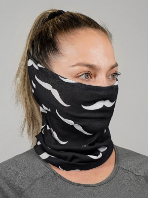 White Mustache Pattern Neck Gaiter