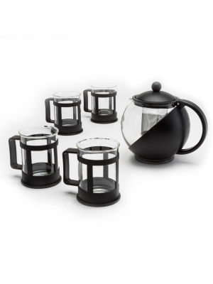 Primula Halfmoon 10-piece Teapot Gift Set - Black