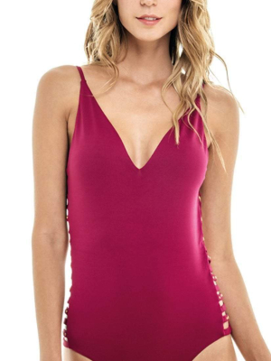 Milonga Side Cut Out One Piece In Wine 068