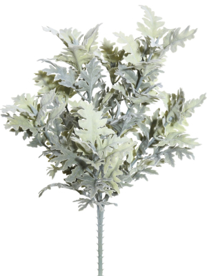 Vickerman 16" Artificial Green Flocked Dusty Miller Bush.