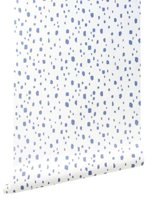 French Blue Spotted Wallpaper