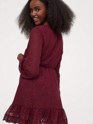 Lace-detail Plumeti Dress