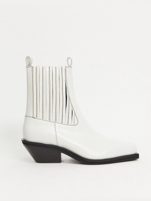 Asos Design Astronomy Premium Leather Ankle Boots In White