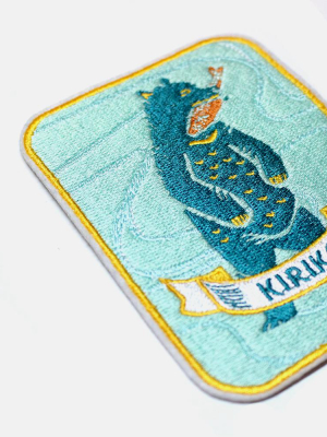 Embroidered Patch, Kuma With Fish