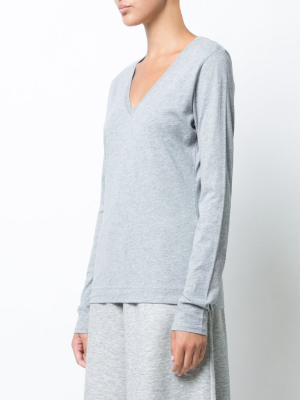 Long Sleeve V-neck T-shirt In Pima Cotton