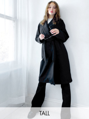 Vero Moda Tall Tailored Wrap Coat In Black