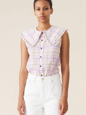 Ganni Sleeveless Shirt Orchid Bloom