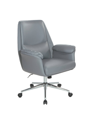 Glenview Office Chair Faux Leather And Chrome Base Charcoal Gray - Osp Home Furnishings