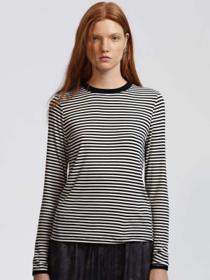 Edie Rib Long Sleeve - Black/off White