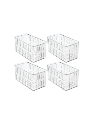 Mdesign Vented Fridge Storage Bin Basket For Fruit, Vegetables, 4 Pack - Clear