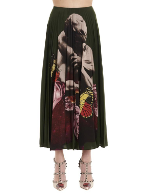 Valentino X Undercover Graphic Printed Pleated Skirt