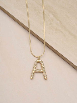 Twisted Crystal Initial 18k Gold Plated Necklace