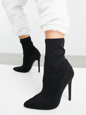 Asos Design Esmerelda High Heeled Sock Boots In Black