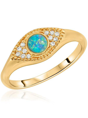 Evil Eye Signet Ring: Laguna Opal