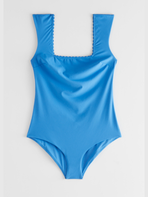 Scalloped Square Neck Swimsuit