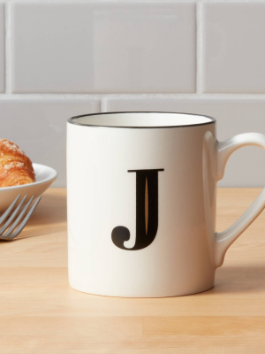 16oz Stoneware Monogram J Mug White - Threshold™