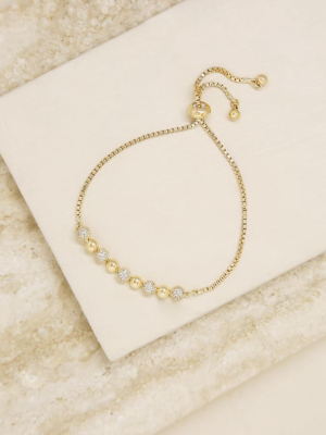 Simple Additions Crystal And 18k Gold Plated Adjustable Bracelet