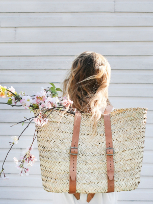 Leather Handle Market Backpack