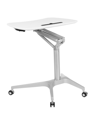 Flash Furniture Mobile Sit-down, Stand-up Ergonomic Computer Desk - Standing Desk