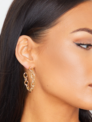 Gold Small Chain Hoop Earrings