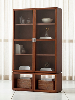 Aspect Walnut 4-piece Glass Door Storage Unit