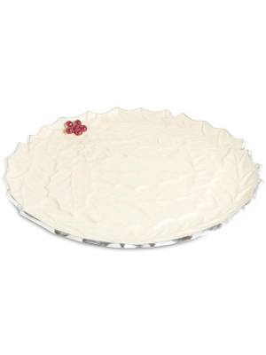 Julia Knight Holly Sprig 13" Round Platter In Snow