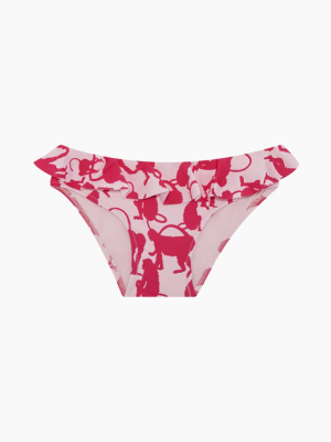 Ginly Frill Bikini Bottom (kids) - Pink Happy Monkeys Print