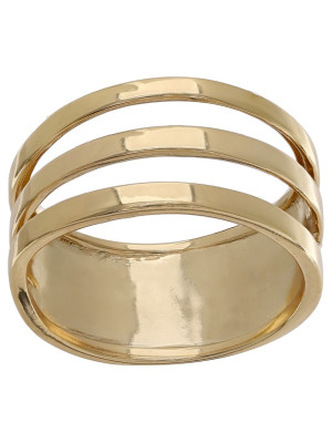 Women's Polished Triple Band Ring In Gold Over Sterling Silver - Yellow