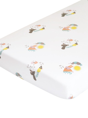 Menagerie Organic Cotton Percale Sheet Forest Animals