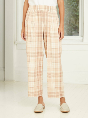 Women's Plaid Straight Leg Trousers - Prologue™ Brown