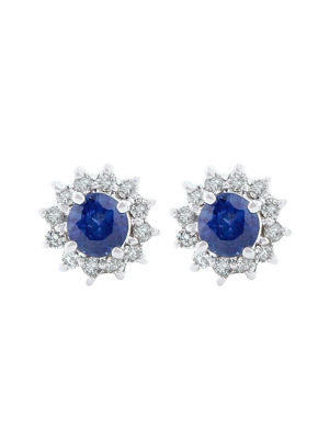 Gemma Royalty Sapphire And Diamond Earrings, 0.89 Tcw