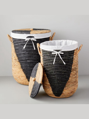 Woven Seagrass Hampers (natural/black)