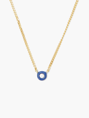 Iris Blue Enamel With Champagne Diamond Necklace