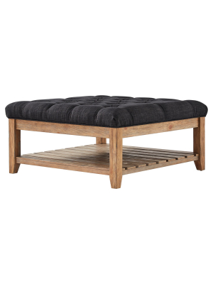 Southgate Natural Button Tufted Tapered Cocktail Ottoman Charcoal - Inspire Q