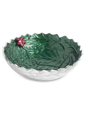 Julia Knight Holly Sprig 8.5" Round Bowl In Emerald