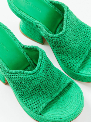 Green Smooth Knit Fabric Sandal