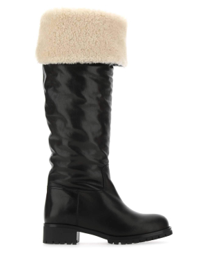 Miu Miu Shearling Knee High Boots