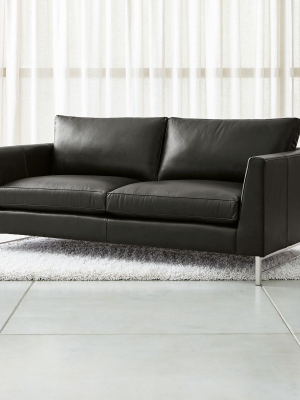 Tyson Leather Apartment Sofa With Stainless Steel Base