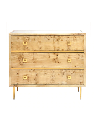 3 Drawer Chest With Gold Leaf Hardware & Base In Various Colors