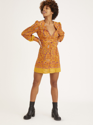 Uo Michelle Plunging Long Sleeve Mini Dress